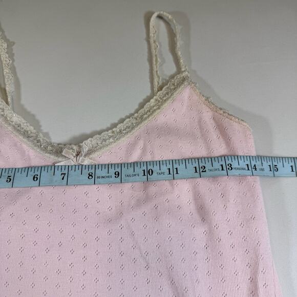 Roxy Vintage Y2K Eyelet Beaded Lace Slim Cami Preppy Tank Top - Pink Wms M - Picture 12 of 13
